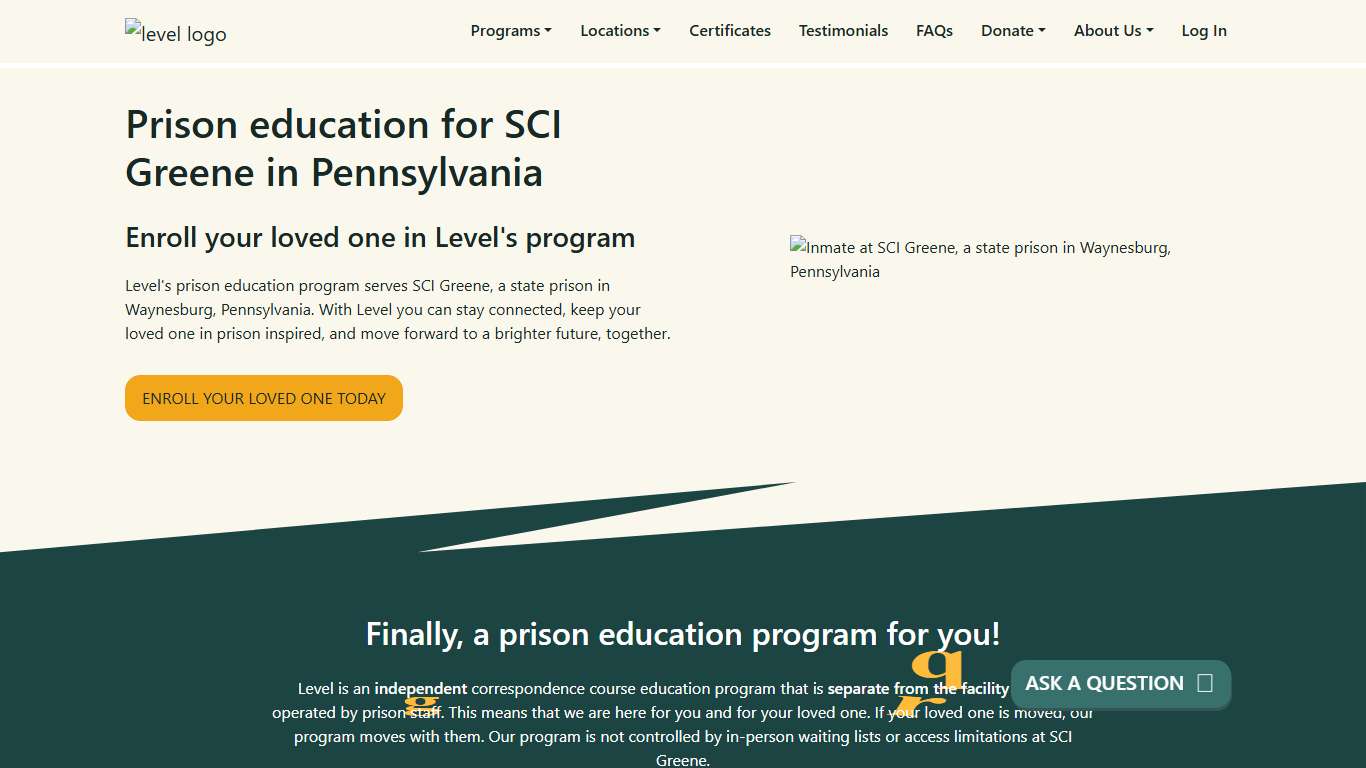 Prison Education For SCI Greene - Level
