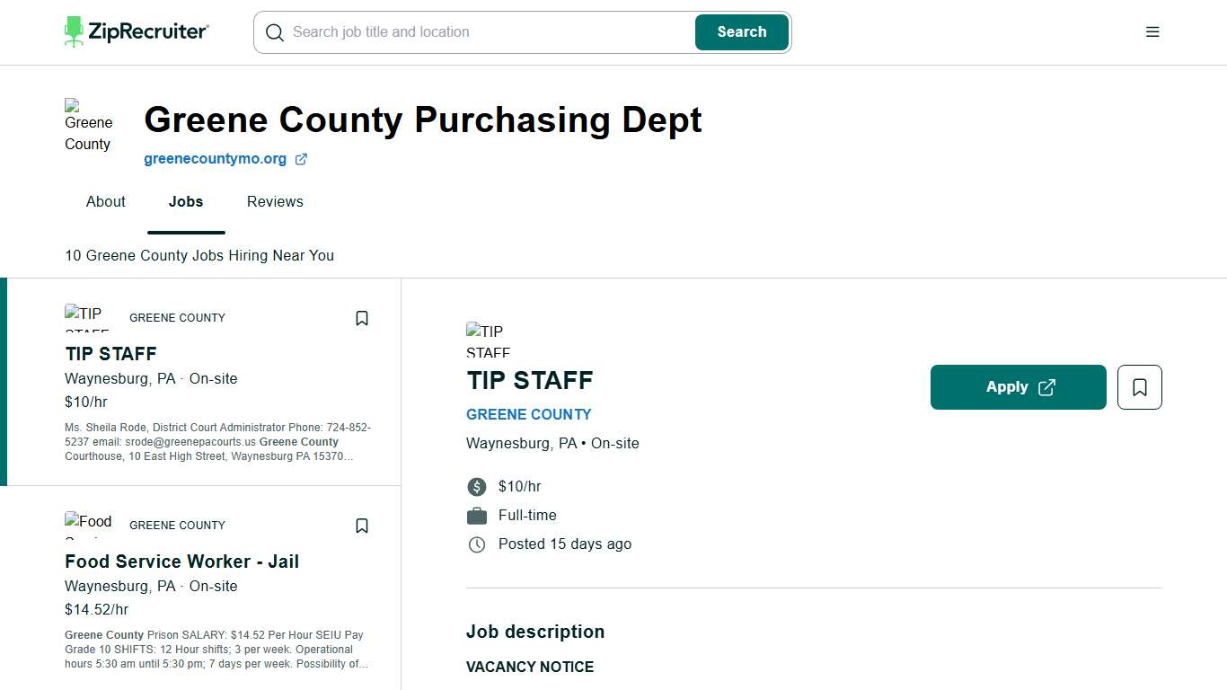GREENE COUNTY Jobs (Now Hiring) Near Me Jan 2026